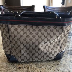 Gucci cloth and leather bag